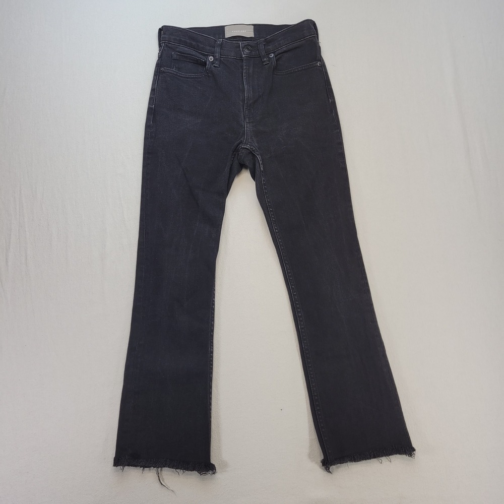 Everlane Jeans Womens 24‎ Black Bootcut High Rise Raw Hem Stretch Denim